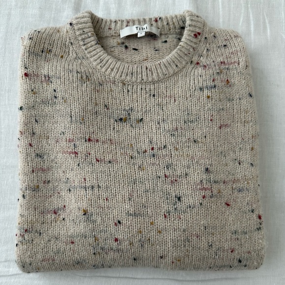 Tibi - Confetti Crewneck Easy Pullover - Cream Multi - size small - Picture 1 of 10